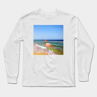 Flamingo On The Beach Long Sleeve T-Shirt